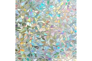 LEMON CLOUD Privacy Window Film, Non Adhesive Laser Stained Frosted Glass Film, Static Clings, No Glue, Anti-UV, Decorative for Home Bathroom kitchens, Rainbow - (60x200cm)