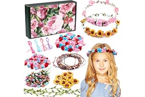 vamei Kit de Fabrication Couronne de Fleurs Bricolage Bandeau Fleur Serre Tete Guirlande de Fleurs Accessoires Cheveux Mariage Anniversaire Fête Loisirs Créatifs Cadeau pour Enfant Fille