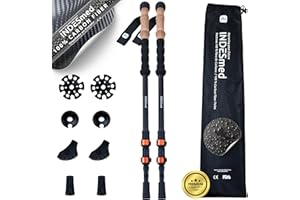 INDESmed | Bastones de Trekking 100% Fibra de Carbono – Ultraligeros, Telescópicos y Ajustables con Cierre Metálico Rápido | Bastones de Senderismo para Montaña, Trail Running y Nordic Walking