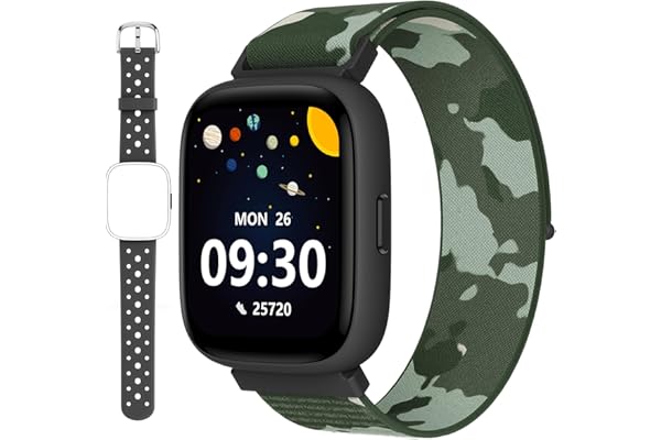BIGGERFIVE Pulsera Actividad Niños Niñas 5-16, 1,8" Reloj Inteligente Podómetro, Frecuencia Cardíaca, Monitor de Sueño, Impermeable IP68, Despertador, Juegos de Rompecabezas con/sin App, 2 Correas