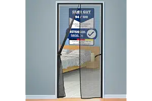 HONGTAISHENG Mosquitera Puerta Magnetica, 70x200cm Cortina Mosquiteras para Puertas, Se Cierra Automáticamente, Fácil Instalación sin Taladrar, para Puerta del Balcón, Puerta Patio, Negro