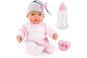 Bayer Design 93829AA Lalka interaktywna My Piccolina Interactive z funkcją, mówiąca, dźwięków dla niemowląt, porusza ustami, 38 cm, różowa, szara, owieczką