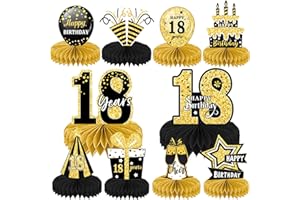 LMSHOWOWO 10 Pièces Décorations d'anniversaire Centres de Table 18 Ans, Nid d'abeille Anniversaire Centre de Table en Décoration de Table pour Hommes et Femmes Fournitures de Fête Anniversaire