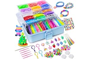 ROSHUKG 45 Colours Loom Bands Kit with 3 Layer Container, Rubber Bands Bracelet Making Kit for Boys Girls Weaving Gift(Blue)