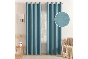 MIULEE Tende per Finestra con Occhielli 2 Pannelli Tende Semi Oscuranti Trasparenti Lino Leggere Resistente Tinta Unita per Soggiorno Moderno Camera da Letto Cucina 140X260 CM Blu Acciaio