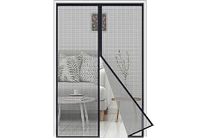 ORUMRUD Fiberglass Magnetic Fly Screen Door 100x210 cm,Heavy Duty Mesh Screen Doors Magnets, Wind & Scratch Resistant Reinforced Mesh Net Curtain, Full Frame Magic Tape,Keep Bugs Out Fresh Air in,Black
