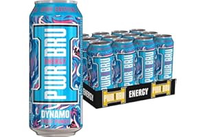 A G BARR PLC 𝐏𝐖𝐑-𝐁𝐑𝐔 Dynamo Fruit Punch 12 Pack Big Can Energy Drink with High Caffeine, Taurine and Vitamins - 12 x 500ml Cans