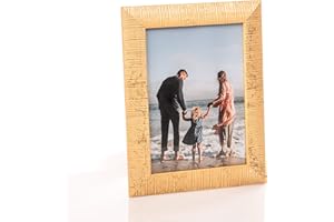 Victoria Collection Klasyczna drewniana ramka na zdjęcia, piaskowa, prążkowana ramka na zdjęcia 6 x 8,5 (15 x 21 cm), wolnostojąca ramka na zdjęcia odpowiednia na biurko i ścianę, portret i krajobraz