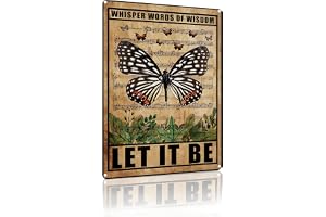 Let It Be Metal Tin Sign Wall Decor Retro Whisper Words of Wisdom Fjärilar Art Signs för Home Office Sovrum Decor 8 x 12 tum