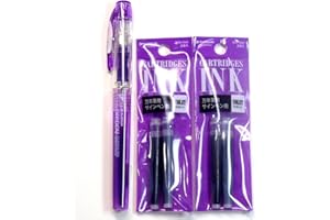 Platinum Fountain Pen, New Preppy, Fine Nib, Violet(PSQ-300#28) + Ink Cartridges SPN-100A#28 (Violet) Set (Japan Import) [Komainu-Dou Original Package]