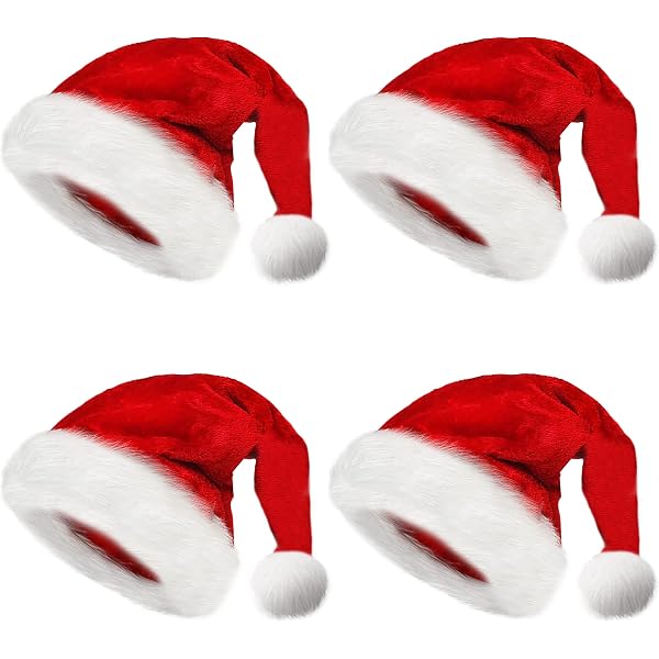 2 Stück Weihnachtsmützen Aus Plüsch – Schwarz-weiß Im Klassischen Nikolaus-Look Für Erwachsene