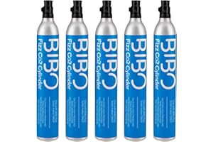 BIBO WATER BIBO Screw-in Gas Cylinder x 5, 60 Litre CO2 Refill Gas Canisters for Sparkling Water Maker/Home Soda Carbonator Machine, Sodastream & Aarke Compatible