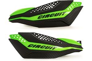 Circuit Equipment - Paramani universali per moto Dakar - Staffe in nylon durevoli e resistenti alle intemperie - Controllo e protezione migliorati - Struttura in carbonio verde