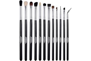 Impora London Eye Makeup Brush Set - Includes Eyeshadow, Blending, Crease & Eyeliner Brushes [12 Pieces]