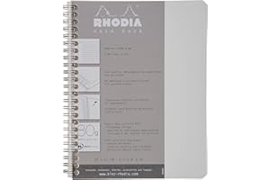 Rhodia 193461C Quaderno a spirale Notebook 16x21cm, 80 pagine staccabili, a righe, carta Clairefontaine bianca 80 g/m², copertina bianca