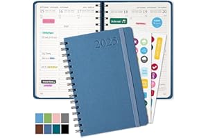 HAIANE Agenda 2025 dia por Pagina, Agendas 2025 Semana Vista con Espiral Tapa Dura, Agenda Anual Diaria con Papel De 100g/M, Weekly Planner Adecuadas Para Oficinas, Escuelas, Organizadores (Azul Oscuro)