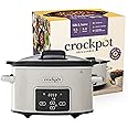 Crock-Pot Digital-Schongarer Slow Cooker mit Scharnierdeckel | einstellbare Garzeit | 3,5 Liter (3-4 Personen) | Pilz & Chrom