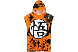 Get Trend Dragon Ball Z Serviette de Bain avec Capuche Peignoir de Bain Enfant et Ado Poncho de Bain Enfant pour Plage Piscine Vacances (Orange Dragon Ball, 9-14 Ans)