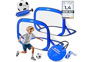 ‎ELANI ELANI Fußballtor Kinder Pop-Up 2er Set - faltbar mit Ball & Pumpe, 50% Kleiner + Easy Aufbau, mini Fussballtor klein, Goal, Fussballtore für Garten Kinder, Fußballtore, Fussball Tor, Fußbal
