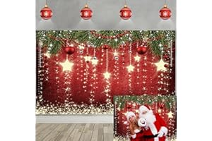 RUYI Toile de fond flocon de neige avec étoiles rouges étincelantes pour le réveillon de Noël pour enfants, fête prénatale, accessoires photo (2,1 x 1,5 m), Rouge