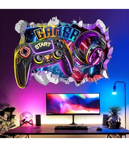 YGCHEN Poster Gamer da Parete Decorazione Murale Video Game Camera da Gioco Decorativo Neon Giochi Adesivi Senza Cornice 20 x 30 cm