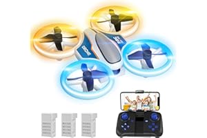 AVIALOGIC Mini Drone avec Caméra 720P HD, Drone avec Lumières LED pour Enfant, Quadricoptère Hélicoptère RC avec 3 Batteries 21 Mins Jouet Cadeau pour Garçons et Filles, Orange