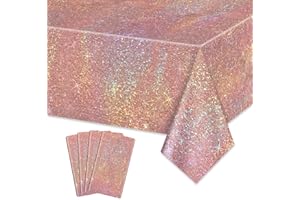 APUXXJUPA 4 Pack tovaglie oro rosa, tovaglia rettangolare compleanno rosa e oro copritavolo per ragazze 18 ° compleanno decorazioni matrimonio sposa forniture di partito, 130 x 220 cm