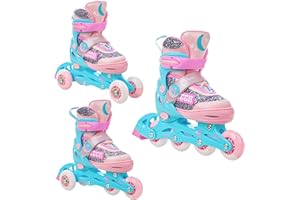 Raven - Pattini a rotelle per bambini, ragazze, adulti, bambini - Pattini a rotelle 3 in 1 con pattini quad, per principianti - Regolabili