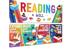 Sproutbrite Classroom Decorations - Reading Banner and Poster for Teachers - Bulletin Board and Wall Decor for Pre School, Elementary and Middle School Themes
