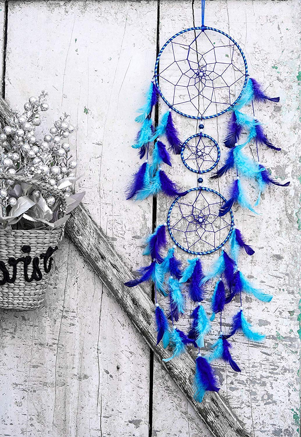 ILU® Dream Catchers, Wall Hangings, Home Decor, Handmade Dreamcatcher for Bedroom, Balcony, Garden, Party, Cafe, Small Ring B