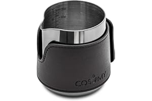 Cosumy Jarra Leche Barista 350ml - Para Espuma en Acero Inoxidable - Jarra para Leche Pequeña con Marca de Medición - Sin Asa para Latte Art - Accesorios Cafetera
