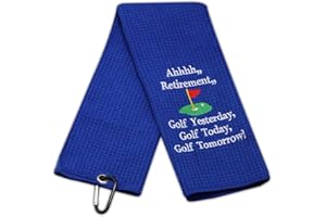 LEVLO Ahhhh - Serviette de golf brodée avec clip - Cadeau pour homme (Bleu-WH)