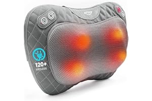ALLJOY Shiatsu bezprzewodowa poduszka do masażu z funkcją ogrzewania, urządzenie do masażu kojącego ciepła, urządzenie do masażu pleców z obrotowymi głowicami 3D, masaż głębokiego ugniatania (cztery