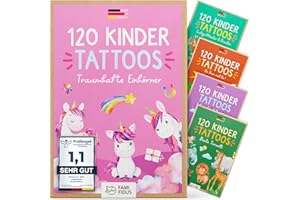 Famifidus 120 Tatuaggi Delicati per Bambini - Dermatologici, Realizzati in Germania (Unicorni)