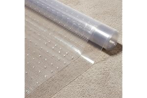 WILSONS DIRECT - Clear Heavy Duty Plastic Carpet Protector Runner - Durable Vinyl Floor Mat with Non-Slip Grippers for Hallway, Office, and Home - Thick Transparent Film Roll - (1FT Long X 27" Width)
