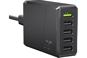 GREEN CELL PRO Green Cell Cargador USB 52W Cargador Móvil USB-A 5 Puertos Adaptador Corriente USB Multiple Carga Rapida Quick Charge 3.0 Ultra Charge para iPhone iPad Samsung Tablet Teléfono Android