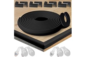 HAPPY CHLEA ® Protection d'Angles et Rebords pour Bébés. Couverture Totale de 6,4 M avec Protège-Angles et 8 Protège Coin. 1 Bloque-Porte et 4 Bloque-Tiroirs. Kit Mousse de Sécurité Meubles Enfants