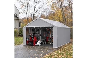 ACXIN 4 m x 8 m Hållbart trädgårdsskjul, garagetält, vattentät stålram och polyetenduk för trädgård, verktyg, bil