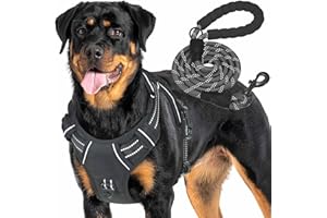 Haapaw Heavy Duty Taktisches Hundegeschirr für große Hunde, kein Zug Verstellbares Haustiergeschirr Reflektierendes Service Training Einfache Steuerung Haustierweste Military Arbeitshundegeschirre