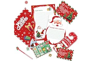 VEYLIN Christmas Letter To Santa Kit,Letter To Santa Pack With Pencil Eraser Stickers Envelope For Kids