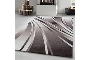 Carpetsale24 Teppich Wohnzimmer Moderne Abstrakt Wellen Design Braun - Beige - Creme 160 x 230 cm - Kurzflor Teppich Schlafzimmer Pflegeleicht Extra Weich - Flauschig Teppich Waschbar Esszimmer Küche