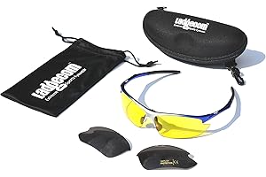 Ladgecom Sports Sunglasses with Smoke Lenses and Spare Yellow Lens with Case and Cloth