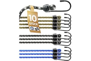 ‎HELDENWERK HELDENWERK Set of 10 Expander TÜV/GS Tested with Hooks Elastic in 30, 45, 75 and 100 cm I Tension Elastic with Hooks for Transport, Camping & Securing I Tension Rope, Rubber Tensioner & Luggage