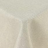 Glitter Linen Look Tablecloth Washable Rectangular 130 x 160 cm Lotus Effect Water-Repellent Table Linen Stain Repellent Beige