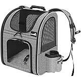 Pecute Zaino per cani Gatti Trasportino, Zaino portatile traspirante con Tasche Frontali con Apertura in Rete, Spazio Arioso 