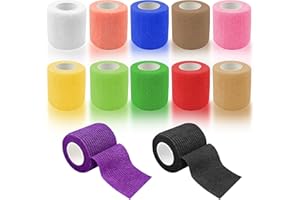 Lixiluxia 12 Rollen Selbstklebender Verband, 5cm x 4,5m Elastische Binde, Selbsthaftende Bandage, Haftbandage Selbstklebend, Fixierbinde Vet Wrap Pet, Klebeverband für Hund, Katze, Handgelenk, Knöchel