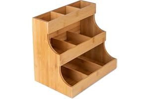 Theodore Organisateur de Sachets de Thé en Bambou - Contient 180 Sachets - Boîte Élégante pour Maison, Bureau ou Café - Aussi pour Sucre et Crèmes