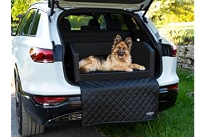 ‎COPCOPET CopcoPet - Travel Bed Hundebett für Kofferraum 100x70x38cm Kunstleder - Kofferraumschutz Hund wasserabweisend & Kratzfest - Hundebett Auto rutschfest & robust mit Schutzdecke - Reisebett Hund Schwarz