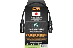 WORLDS BEST CABLES 30 CM – Quad Balanced Microphone Cable CUSTOM MADE using Mogami 2534 wire and Neutrik NC3MXX-B Male & NC3FXX-B Female XLR Plugs.
