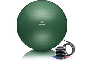 BODYMATE Anti-burst Exercise Ball - Includes Ebook and air pump - Gym-quality Swiss ball for fitness, pregnancy & birth and sizes